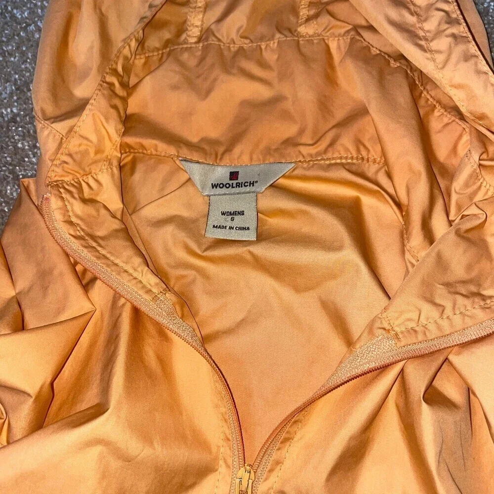 Woolrich jacket raincoat full zip up multi pockets hooded running athletic SZ SM